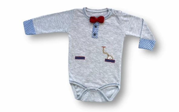 Cep Saat Nakışlı Şapkalı Uzun Kollu Zıbınlı 3lü Erkek Bebek Takımı Mavi - Resim 4