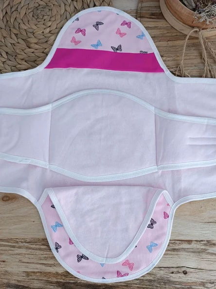 Yenidoğan İlk Baharın Ceylanı Nakışlı Çıt Çıt Kapama Bebek Kundak Pembe - Resim 6