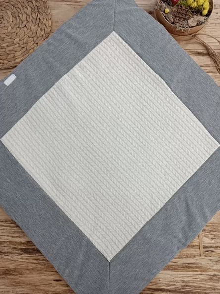 Yenidoğan Teri Cotton Taç Nakışlı Prizma Taş Kundak Bebek Battaniyesi Krem - 5