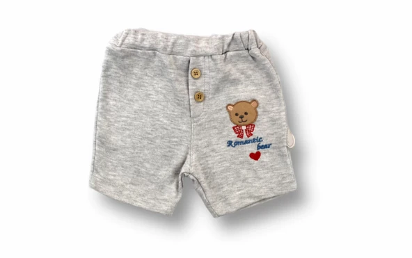 Romantik Ayıcık Nakışlı Bandajlı Kısa Kollu Sweatli 3lü Kız-erkek Bebek Takımı Mavi - Resim 5