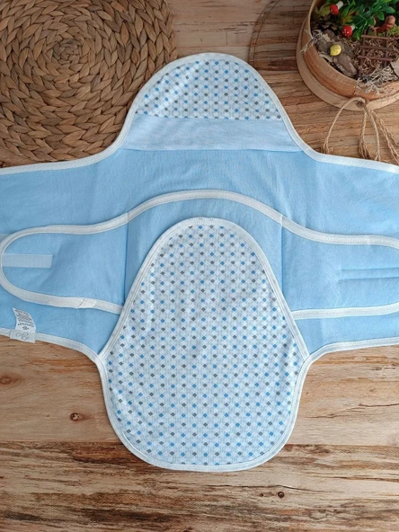 Yenidoğan Mutlu Fil Ailesi Nakışlı Çıt Çıt Kapamalı Bebek Kundak Mavi - Resim 6