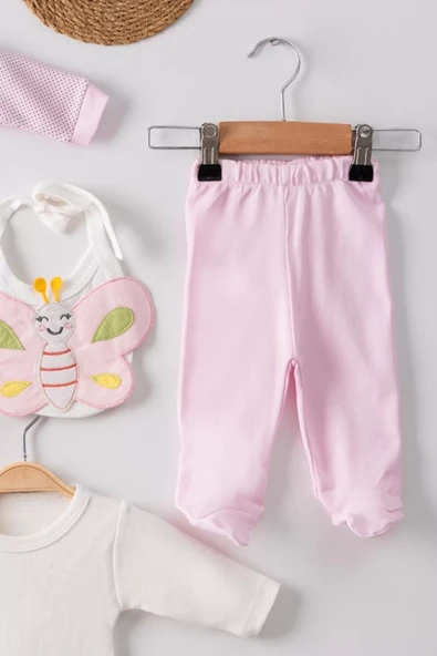 Kelebek Nakışlı Puanlı Tulumlu % 100 Pamuk Kız Bebek 5'li Set - Resim 5