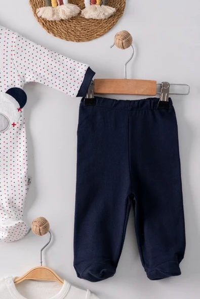 Puanlı Ayıcık Nakışlı Tulumlu % 100 Pamuk Erkek Bebek 5'li Set - Resim 4