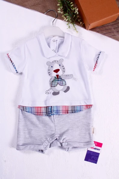 Gömlek Desenli Erkek Bebek Tulumu - 2