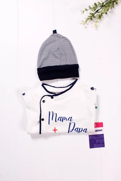 Marin Desenli Şapkalı Erkek Bebek Tulumu - Resim 6