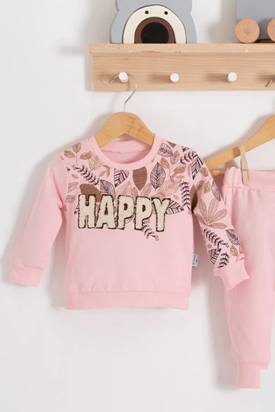 Happy Yaprak Desenli 2'li Kız Bebek Takım - Resim 4