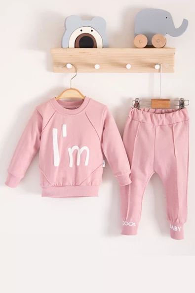 I'm Cool Desenli Pamuklu 2'li Kız Bebek Takımı - Resim 3