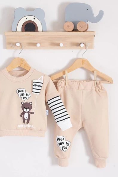 Gift For You Desenli 2'li % 100 Pamuk Erkek Bebek Takımı - Resim 5