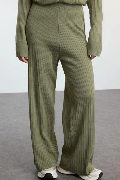 Tarz Kadın Modern Moda Normal Bel Geniş Paça Kapüşonlu Kapüşonlu Oversize Triko Alt-Üst Takım - 3