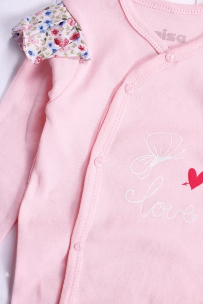 Kelebek Desenli Omuz Detaylı Şapkalı Kız Bebek Tulumu - Resim 7