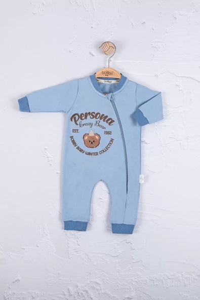 Persona Bear Nakışlı % 100 Pamuk Erkek Bebek Tulum