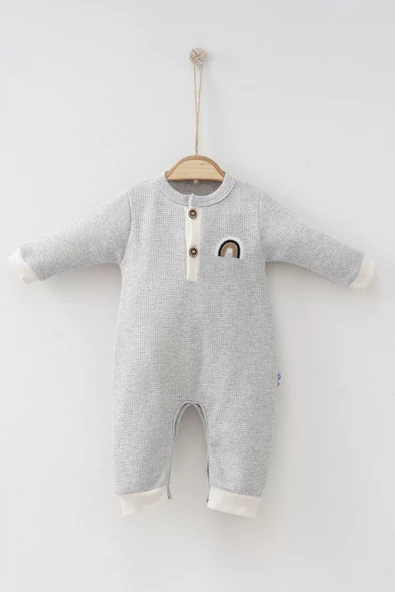 Waffle Gökkuşağı Nakışlı Erkek Bebek Tulumu - Resim 3