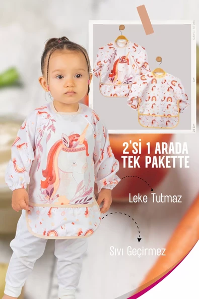 Bohem Horse Desenli 2'li Kombin Kollu Mama Önlüğü - Resim 2