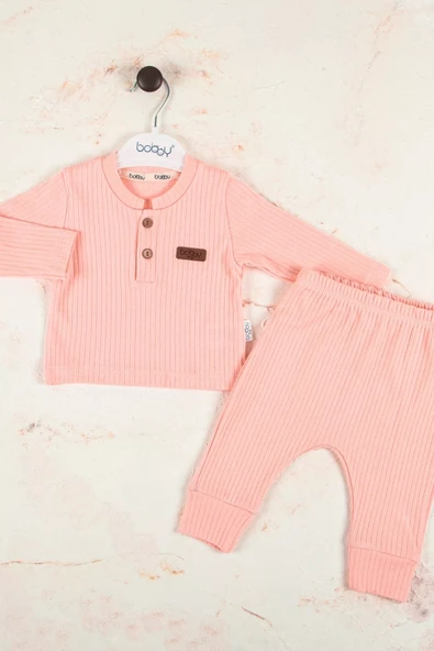 Çizgili Kumaş % 100 Pamuk 2'li Unisex Takım - Resim 4