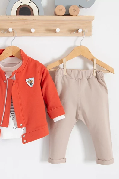 We Are Ceketli 3'lü % 100 Pamuk Erkek Bebek Takımı - Resim 5