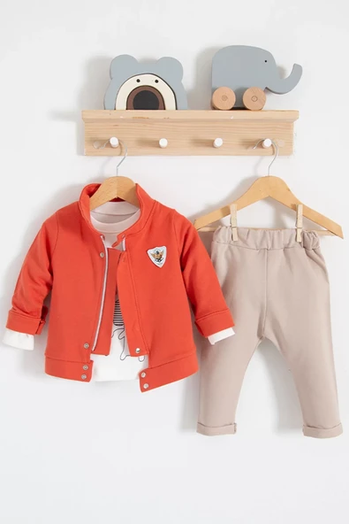 We Are Ceketli 3'lü % 100 Pamuk Erkek Bebek Takımı - Resim 3