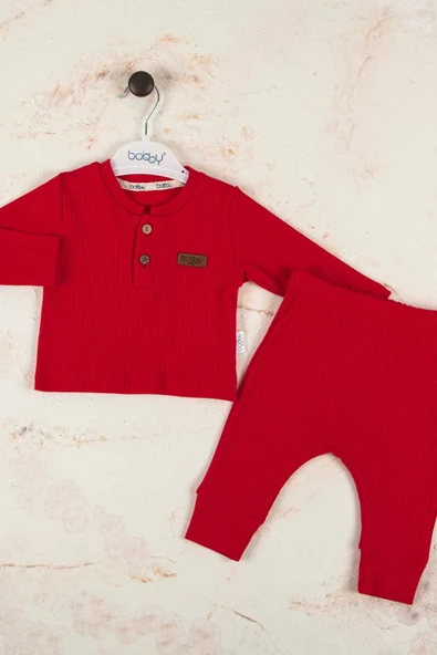 Çizgili Kumaş % 100 Pamuk 2'li Unisex Takım