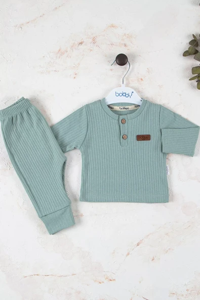 Çizgili Kumaş % 100 Pamuk 2'li Unisex Takım - Resim 3