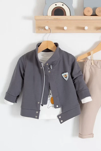 We Are Ceketli 3'lü % 100 Pamuk Erkek Bebek Takımı - Resim 4