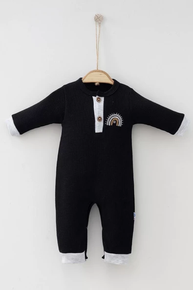 Waffle Gökkuşağı Nakışlı Erkek Bebek Tulumu - Resim 3
