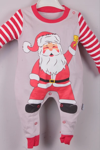 Noel Baba Detaylı Bebek Tulum % 100 Pamuk - Resim 5