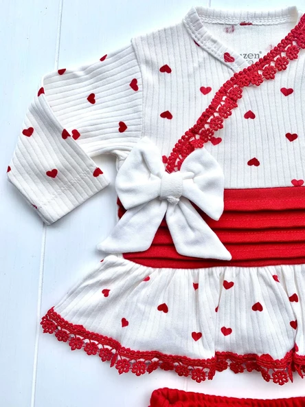 Kalp Desenli Dantel İşlemeli Hastane Çıkışı - Resim 6