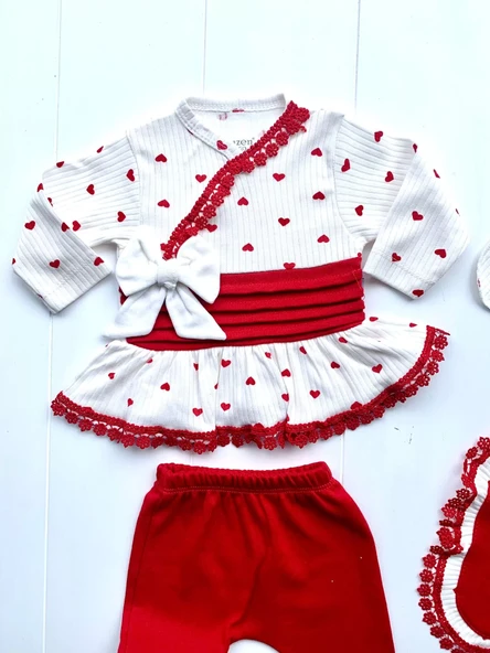 Kalp Desenli Dantel İşlemeli Hastane Çıkışı - Resim 4