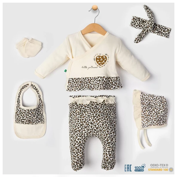 Leopar Desenli 6li Hastane Çıkışı Seti %100 Pamuk ürün görseli