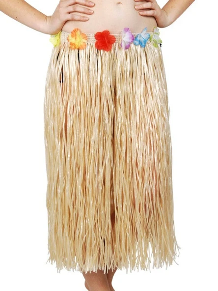 Hawaii Tarzı Hula Eteği – 60 Cm Hasır Naturel Etek - 3