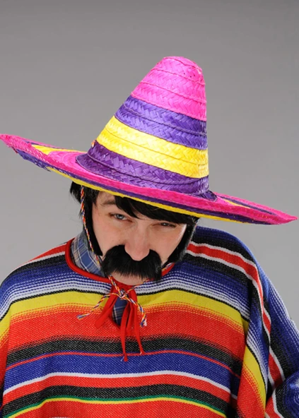 Sombrero Meksika Şapkası Renkli Örme Hasır Yetişkin Boy - 4