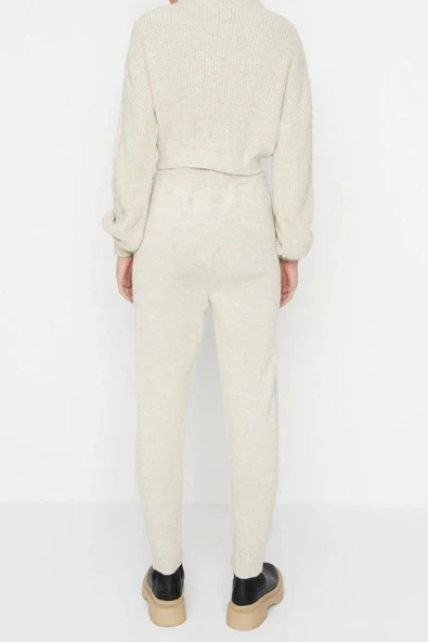 Moda Triko Saç Örgü Bisiklet Yaka Casual Günlük Crop Bisiklet Yaka Triko Alt-Üst Takım - 5