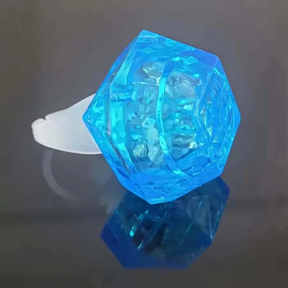Kristal Tasarımlı Led Glow Işıklı 3 Modlu Mor Yüzük 3.5 X 5 Cm