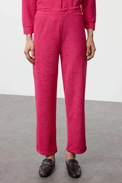 Tarz Kadın Modern Normal Bel Boru Paça Polo Yaka Rahat Kesim Örme Gömlek ve PantolonAlt-Üst Takım - 4