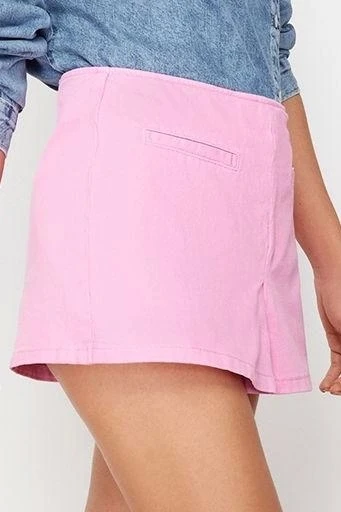 Moda Denim Yüksek Bel Boru Paça Gündelik Pembe Cep Detaylı Yüksek Bel Denim Şort - 4