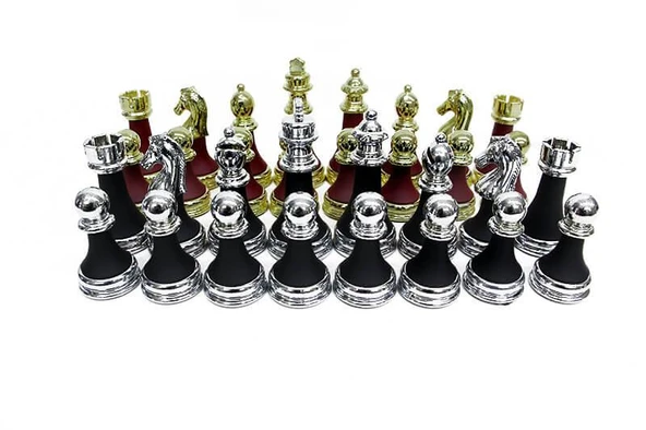 Satranç Taşı Zamak Polyester Bordo Siyah - 3