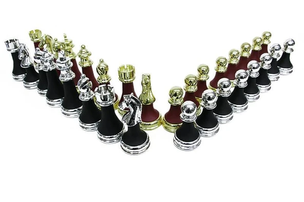 Satranç Taşı Zamak Polyester Bordo Siyah - 4