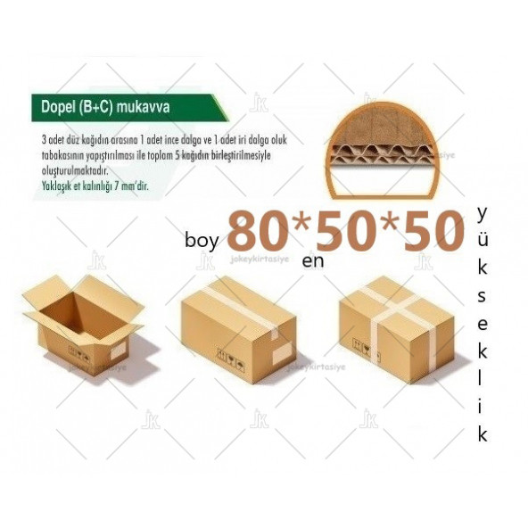 80x50x50 (K.S.S.S.K) 140.gramajlı Çift Oluklu 66.desi Battal Boy E-ticaret Ve Taşınma Kolisi (5ADET)