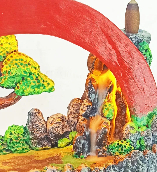 Işıklı Tütsülüklü Hayal Çemberi GeriAkış Tütsülük Gece Lambası Kırmızı - 3