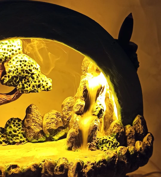 Işıklı Tütsülüklü Hayal Çemberi GeriAkış Tütsülük Gece Lambası Kırmızı - 4