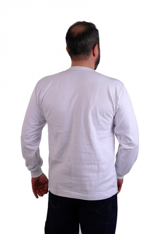 ESER - Bisiklet Yaka Sweatshirt - Cepli - Beyaz - Resim 2