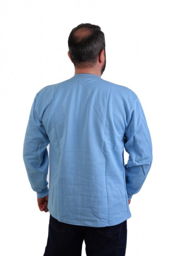 ESER - Bisiklet Yaka Sweatshirt - Cepsiz - Açık Mavi - 2