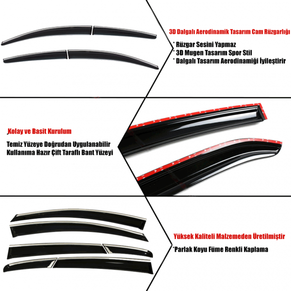 Ford Courıer 2019 Kromlu Cam Rüzgarlığı 4 Lü ürün görseli