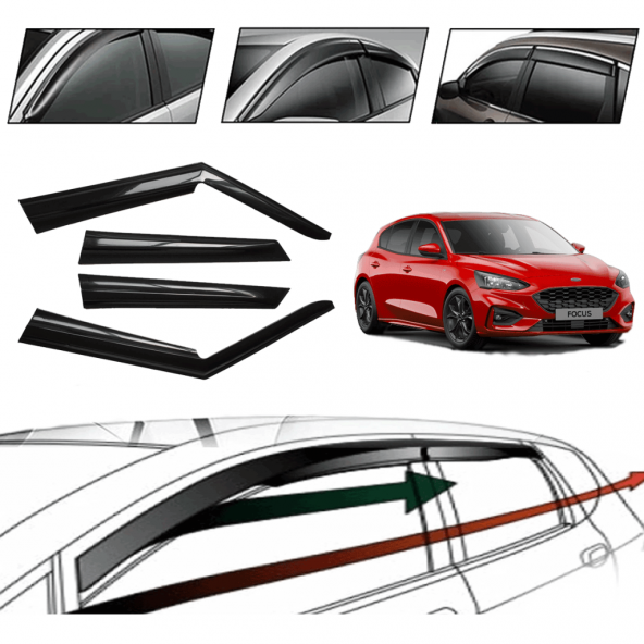 Ford Focus Hatchback 2012 Cam Rüzgarlığı 4 Lü ürün görseli 1