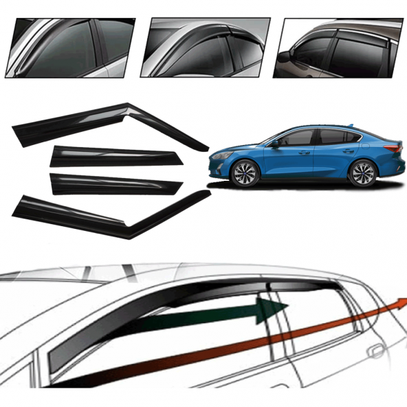 Ford Focus Sedan 2011 Cam Rüzgarlığı 4 Lü ürün görseli 1