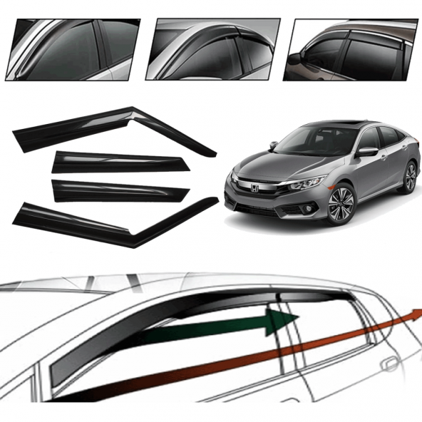 Honda Cıvıc 2016 Cam Rüzgarlığı 4 Lü