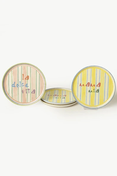 Keramika Mama Mia & La Dolce Vita Pasta Tabağı 22 Cm 4 Adet 22724-25 - 5