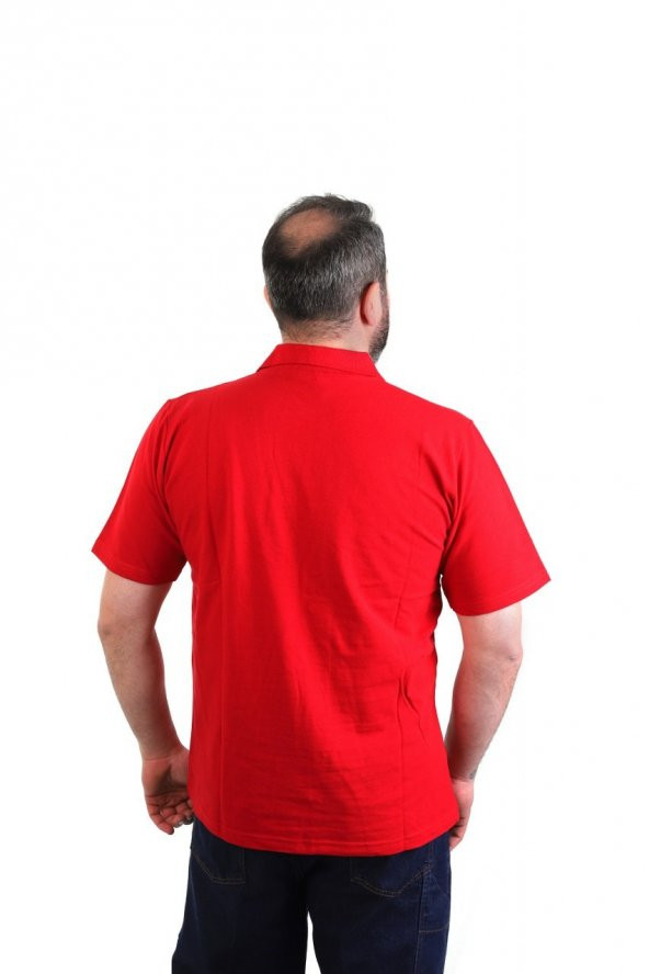 ESER - Polo Yaka Kısa Kol Penye İş Tişörtü - Cepli - Kırmızı - 2