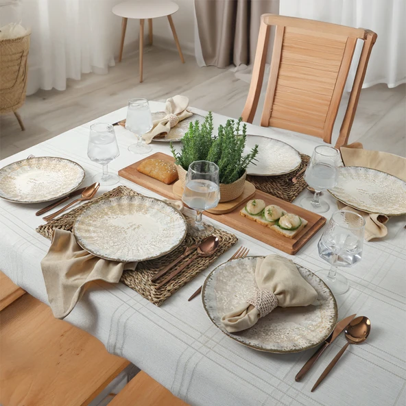 Keramika Vintage Cream Sirius Servis Tabağı 27 Cm 6 Adet 22146 - 4