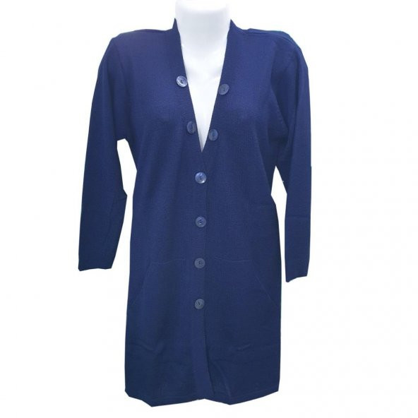 V Yaka Düğmeli Triko Hırka - 11