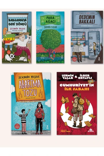 Şermin Yaşar 5 Kitap Set (Dedemin Bakkalı,Abartma Tozu,Babannem Geri Döndü, Para Ağacı,Cumhuriyetin İlk Sabahı)